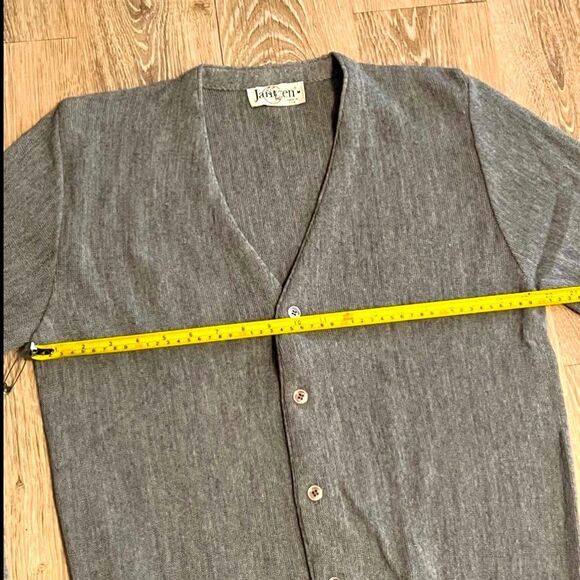 Vintage 90s Grunge Jantzen USA Oversized Drop Shoulder cardigan sweater gray M - Picture 5 of 8